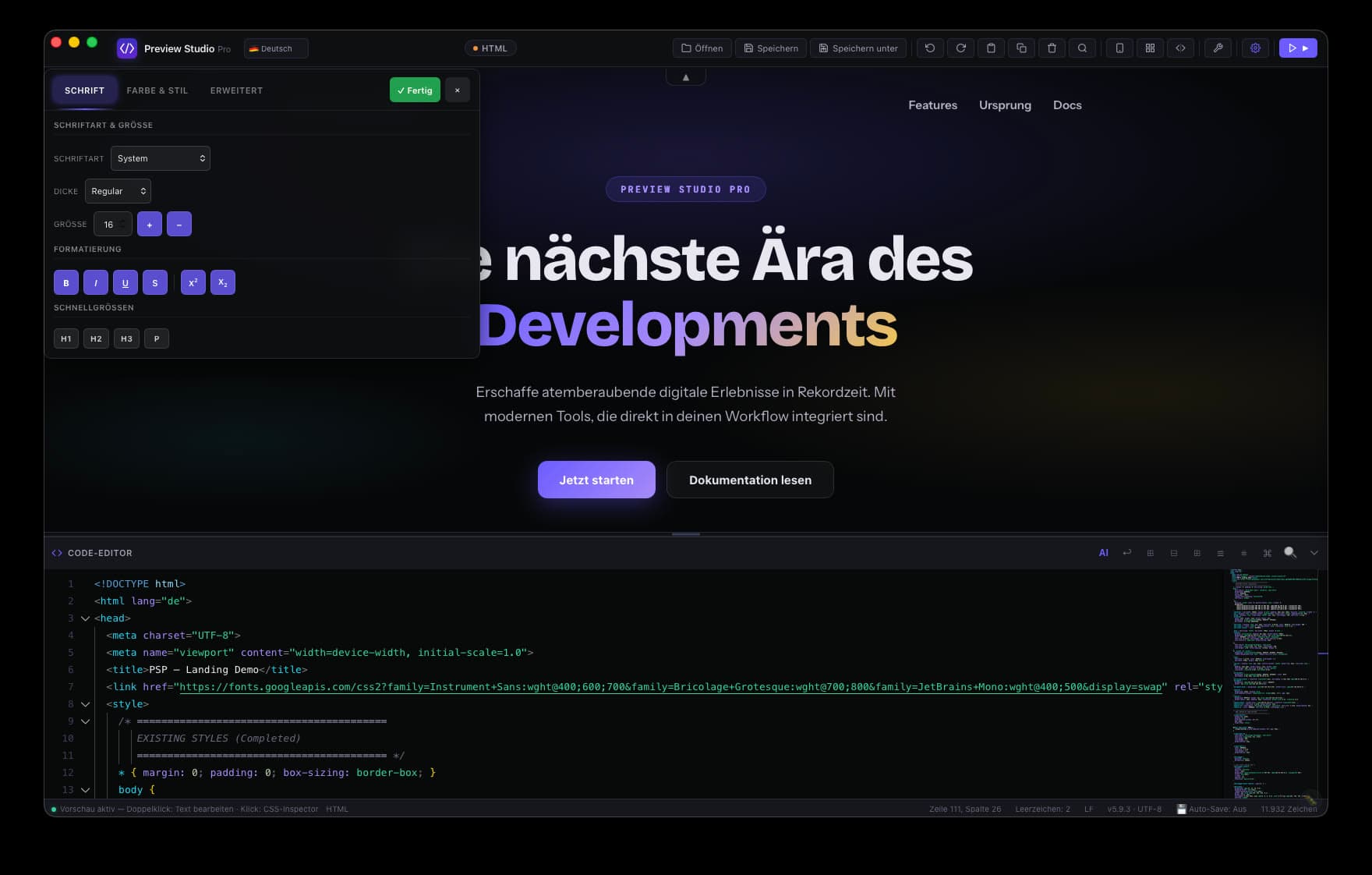 Live-Editor in Aktion (1/3)