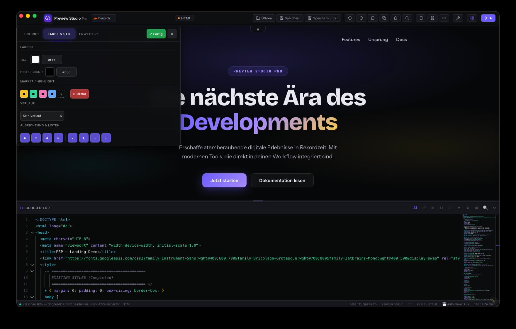 Live-Editor in Aktion (2/3)