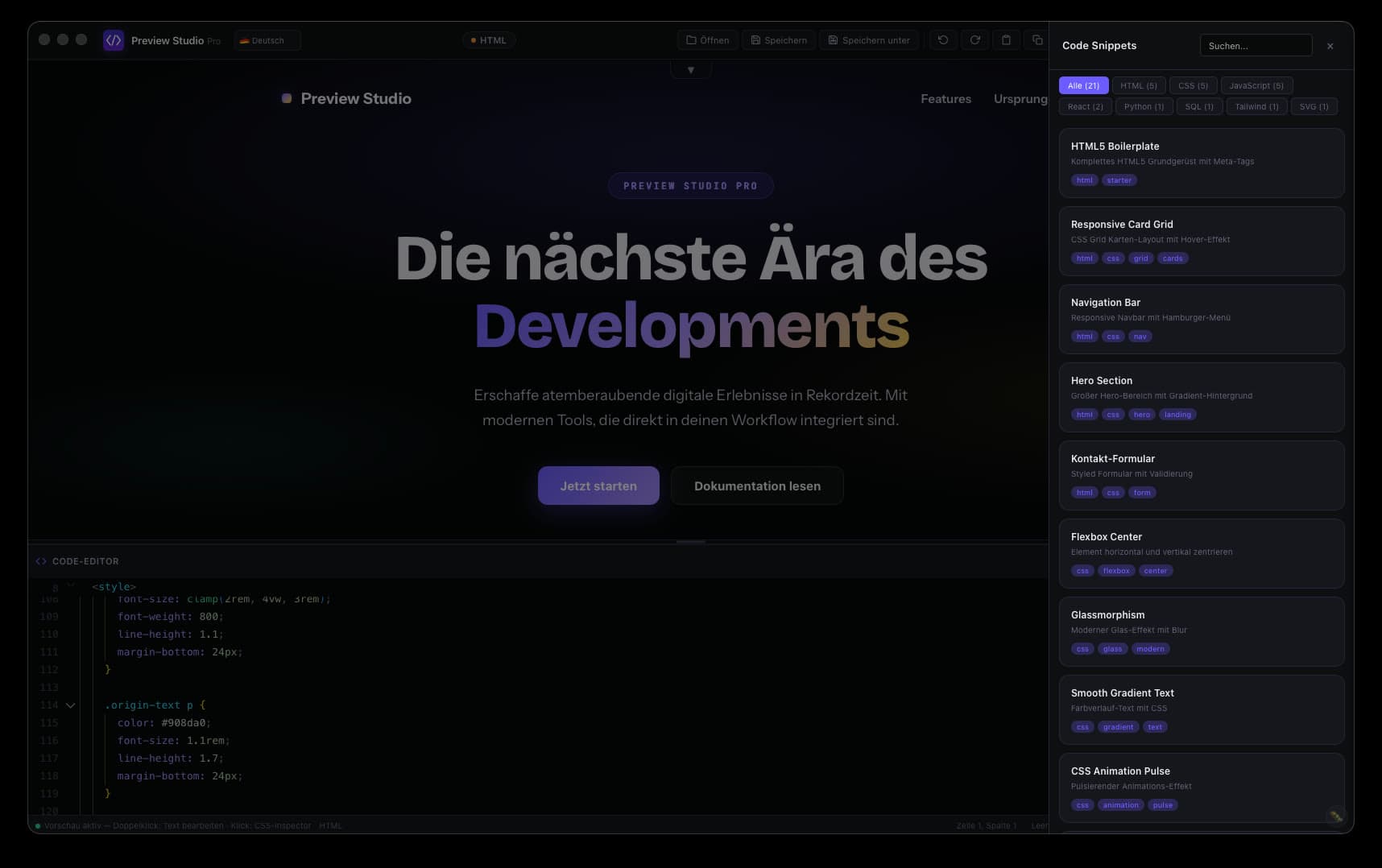 Code-Snippets zum Erweitern eigener Projekte